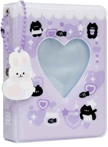 Carpeta de fotos K-pop de 7,6 cm - Miniálbum de 40 bolsillos con colgante, portafotos coleccionable blanco(PURPLE)