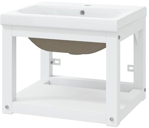 Eleganz Set lavabo da bagno – lavabo moderno con struttura in ferro verniciato a polvere – Mobili da bagno stabili e durevoli per un ambiente elegante