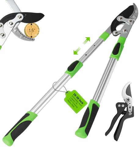 Loppers for Tree Trimming Heavy Duty Extendable Handle,28–38'' Adjustable Tree Branch Cutter & Pruning Shears Set, Garden Tree Trimmer with Compound Action 1.5–2Cutting Capacity for Plants & Yard