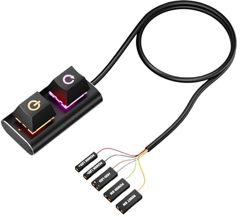 Bouton d'alimentation du PC - SW Externe LED en Aluminium Contrôlez Votre Ordinateur avec Style à l'aide de ce commutateur LED à 2 Touches. Parfait pour Les Ordinateurs de Bureau, Les Plates-Forme