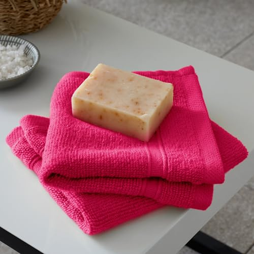 Catherine Lansfield Zero Twist Cotton 30x30cm Face Cloth Pair Hot Pink