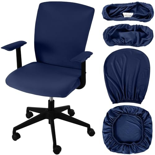 Dermalyx Ensemble De 4 Housses pour Chaise De Bureau Protection Universelle Housses Élastiques pour Siège Chaise De Bureau Appuie-Bras Couvre-Protection Rembourré Dossier