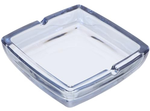NUOBESTY Cenicero Cuadrado de Cristal Azul Grande para Cigarros Bordes Seguros y Diseño Moderno Decorativo Hogar y Mesa
