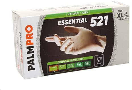 PalmPro Essential 521 Guanti Monouso in Lattice con Polvere Bianchi Elastici Ambidestri. Guanti usa e getta 5,0gr per Ambiti Medici Estetisti Contatto Alimentare Pulizie Lavori Leggeri (100, XL)