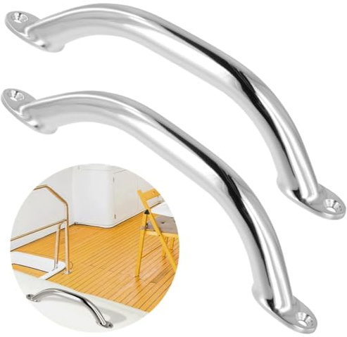 2 asas de agarre para barco, agarraderas marinas de tubo redondo de 9 pulgadas, pasamanos de acero inoxidable pulido, accesorios de cubierta de fácil instalación