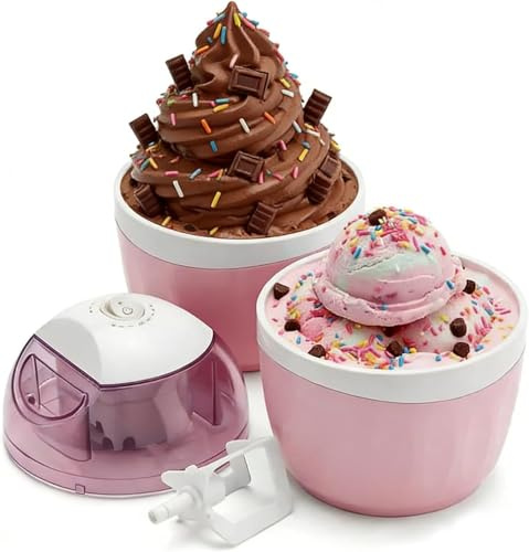 Mini Heladera Doméstica, Preparación Rápida En 15 Minutos, Funcionamiento Con Un Solo Toque, Eléctrica Compacta, Máquina Para Postres Caseros, Heladera Personal, Para Gelato, Yogur Helado Y Pink