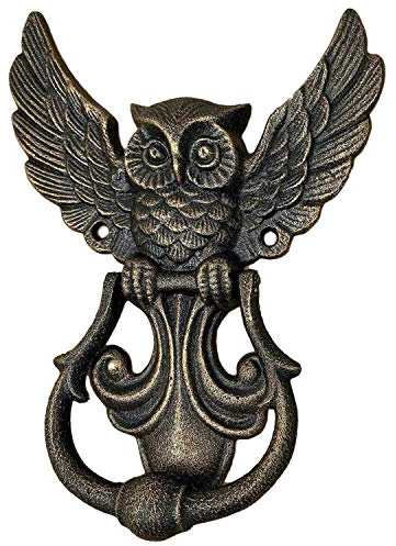 aubaho Türklopfer Eule Uhu Figur Skulptur Eisen Antik-Stil 20cm