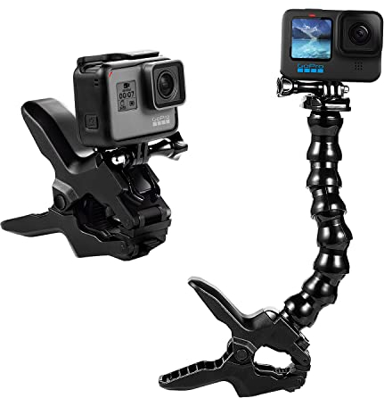 Suptig Jaws Flex Clam Mount Gooseneck for Gopro Hero 13, 12, 11, 10, 9, 8, 7, 6, 5, 4, 3, Hero Session, Dji Action, Insta 360, More Action Cam.