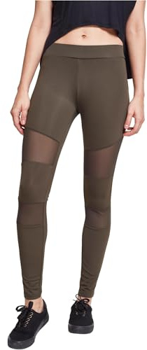 URBAN CLASSICS Ladies Tech Mesh Leggings mujer elásticos para deporte, con 4 insertos de malla funcional, corte clásico, pantalones de deporte, cintura elástica.