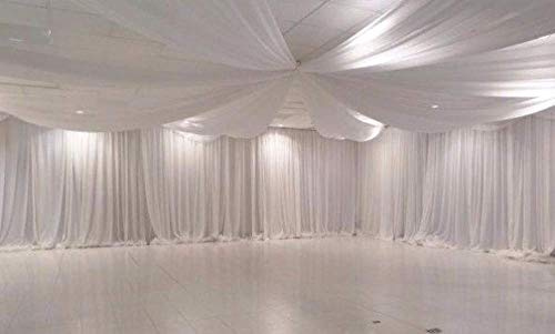 84 Inches Wide Pure White Voile Net Curtain Wedding Drape Fabric (Pure White, 5 Meters Long)