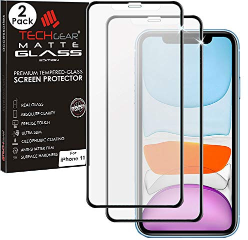 TECHGEAR Matt Schutzfolie kompatibel mit iPhone 11 - [2 Stück] Blendschutz/Anti Glare 3D Schutzfolie Auflage - Full screen [Vollbild Abdeckung Glas] Matte Schutzfolie