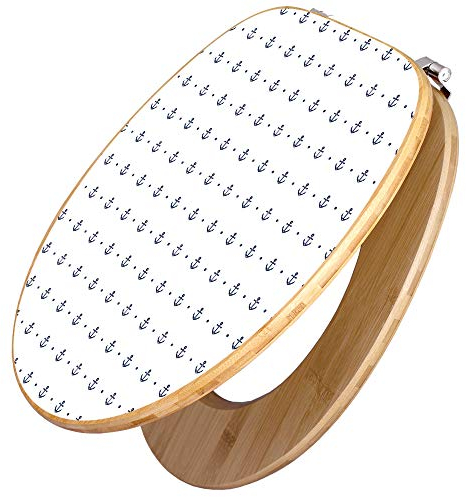 banjado Design WC Sitz Bambus 45x37,5cm / Toilettendeckel Holz/hochwertiger Toilettensitz/Bambus-Toilettendeckel für alle gängigen Toiletten - Kleine Anker