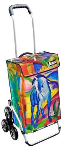 James® Einkaufswagen Design Blue-Spirit, moderner Einkaufstrolley, bunter Lifestyle Trolly, Rollkoffer für Shopping, bis 50kg Tragkraft, Grosse Räder, Made in Österreich!