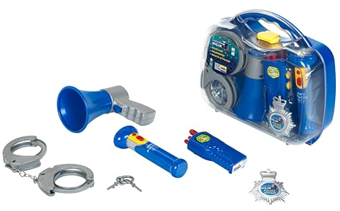Theo Klein 8874 Maleta de policía, con Linterna de Bolsillo, walkie-Talkie, megáfono y Esposas, Juguete para niños Desde 3 años