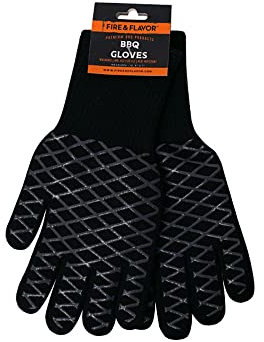 Fire & Flavor Pitmaster Grilling Gloves - Heat Resistant, Slip-Free, Washable Cotton & Silicone BBQ Gloves - BBQ Grill Cooking Gifts for Men and Women - Great Addition to Grilling Accessories