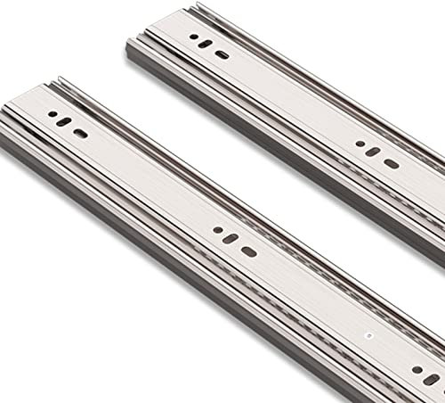 GUAWJRZDP Schubladenschienen, Vollauszüge, seitliche Schienen, geräuscharm, Tragkraft 25kg/45kg, Schrankauszüge, Büroauszüge (Color : Stainless Steel Mute, Size : 25cm)