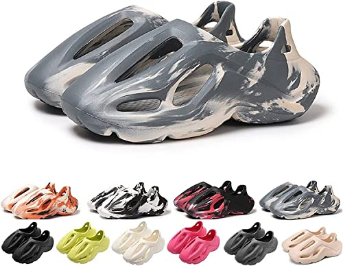 Skumlöparskor för män och kvinnor, andningsbara lätta tofflor tofflor, halkfria snabbtorkande supermjuka, avslappnade ihåliga sportskor, utomhuspromenadsneakers, strandsandaler, Beige grå, 5/6 UK Men/