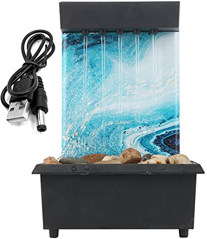 Rwoora Fontana a sfera da tavolo a cascata, fontana d'acqua irregolare in pietra, per rilassarsi, decorazione per casa/ufficio, resina d'acqua, regalo per l'inaugurazione