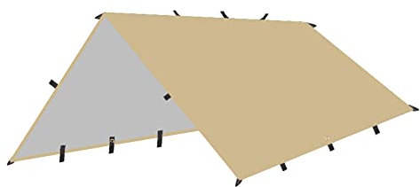 Tweovnai Voile d'ombre, imperméable, pour camping, plage, parasol, abri, ombre, pluie, tente de campagne, kaki, 3 x 4 m.