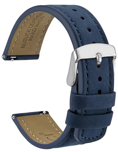 WOCCI Retro Uhrenarmbänder, Nubukleder, Ersatzarmbänder mit Schnellverschluss, Edelstahlschließe, Bandbreite 18mm 20mm 22mm