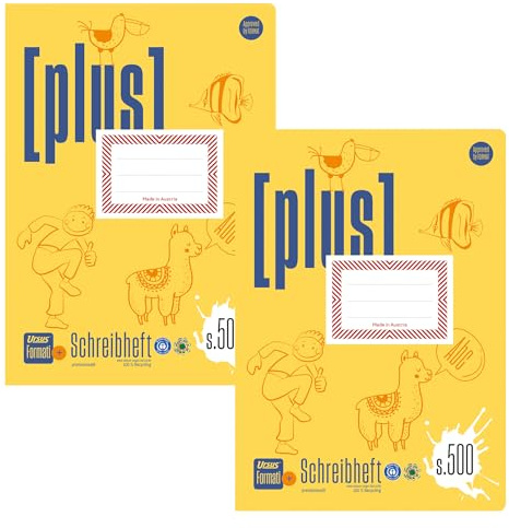Formati Plus, S.500 A4, 2 Hefte à 20 Blatt, 10 mm liniert | 100 % Recyclingpapier, ausgezeichnet mit blauem Engel und österreichischem Umweltzeichen, abgerundete Ecken