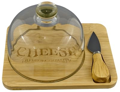 Doni Bomboniere Comunioni Tagliere in Legno di Bamboo Regalo Utile E Raffinato Battesimi Matrimonio Nozze Oro Argento con Cupoletta Coltello Formaggio Idee Complete Originali Economiche