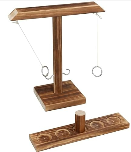 Ring Toss Game | Geschicklichkeitsspiel aus Holz | Hängende Ringwurfmaschine | Wer ist der Schnellste? | Spannende Duelle für die nächste Party I Innen & Außen | Kinder & Erwachsene | 100% Spaß