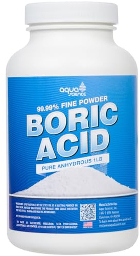 Aqua Science Boric Acid Powder - 1lb, 99.9% Industrial-Grade Strength Fine Powder - Multipurpose Boric Acid Cleaner for Kitchen, Sink, Laundry, Stain Remover and Deodorizer - Made in USA Since 1983