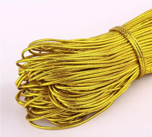 Hilo de goma, cordón de goma, muy elástico, resistente, hilo elástico, redondo, cuerda elástica para costura, manualidades, decoración, paquete de regalo, dorado y plateado