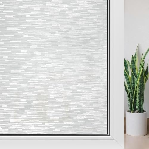 Haton Window Privacy Film, Frosted Glass Static Cling Sun Heat Blocking Window Clings, Frosting Opaque Coverings Stickers Tint for Home Office Door, Non Adhesive, White 17.5 x 78.7