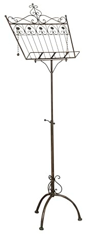 Biscottini Atril musical de hierro forjado de suelo, 46,5 x 33 x 139 cm (largo x ancho x alto) – Atril para menús – Caballete expositor publicitario plegable – Portamenu restaurante – Atril para