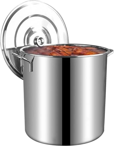 Olla de sopa de acero inoxidable, olla de cocina grande comercial con tapa, 50 L