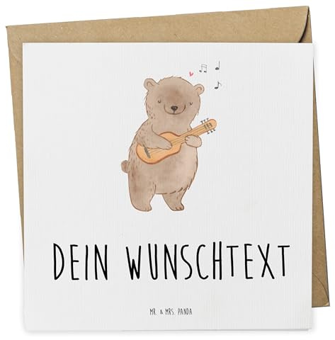 Mr. & Mrs. Panda Personalisierte Karten Bär Gitarre - Geschenke, karte personalisiert, Postkarte, Gesang, Ensemble, Instrumente, Akustik, Lagerfeuer, grußkarte