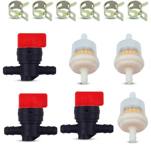 Mtanlo Rubinetto di Arresto Carburante, Rubinetti a Benzina e Filtro Carburante Kit, Valvola di Arresto Carburante per 798650, 3 × Rubinetto di Arresto + 3 × Filtro Benzina + 6 × Collare di Serraggio