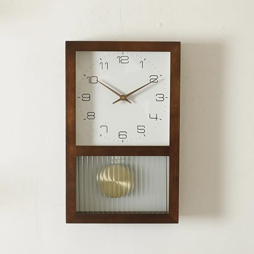 Itigoitie Reloj de pared con péndulo, reloj de tronco vintage japonés, reloj de pared silencioso para decoración de sala de estar, funciona con pilas, regalo de decoración de oficina y hogar (no