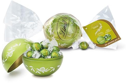 Lindt LINDOR Maxi Boule Pistacchio, confezione in latta contenente praline di cioccolato al pistacchio, Formato 200g
