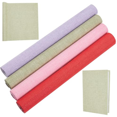 craspire 4 Farben 51 x 11,8 Zoll Buch Tuch für A4-A8 Buchbindung Leinen Stoff Oberfläche Papier gesichert rot rosa grün lila Buchdeckel Bücher Album Scrapbooking Archivierung DIY Abdeckung Protector