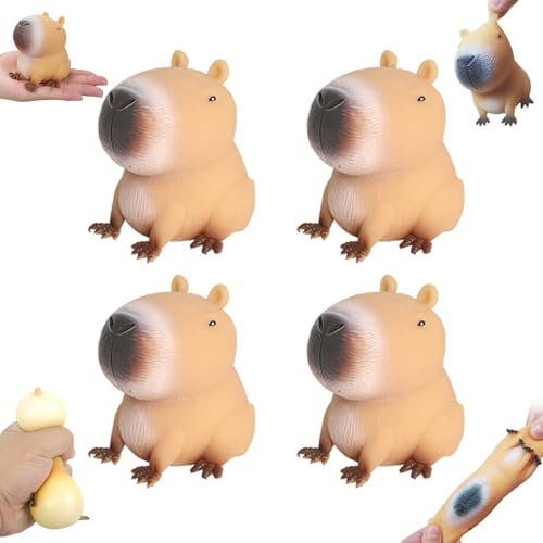 Anti Stress Spielzeug,4 Stück Kapybara-Kugelfisch Anti Stress Stressbälle,Stress Squeeze Spielzeug,Soft Capybara Toys Anti Stress,Squeeze Toy,Squeeze Spielzeug für Erwachsene und Kinder
