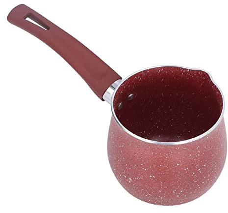 JTLB Scalda caffè al Latte, Pentola Antiaderente in Lega di Alluminio, Mini Padella con Manico Singolo per Cucinare, Tre Porzioni, Diametro 10 Cm (Rosso)