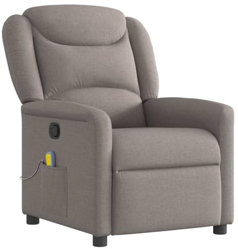 vidaXL Massagefåtölj taupe tyg, massagerande fåtölj, massage fåtölj, lutande fåtölj, massagefåtöljer, massagerande fåtöljer, lutande fåtöljer
