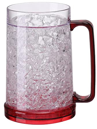 Taza de cerveza congelada de gel de doble pared para congelador, vaso de cerveza helada transparente