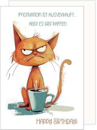 Edition Seidel Premium Geburtstagskarte mit Umschlag. Glückwunschkarte Grußkarte Karte Geburtstag Happy Birthday Mann Frau Katze lustig Humor (G3702 SW025)