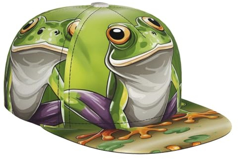 Cartoon Frog Casquette snapback unisexe à bord plat réglable classique pour Hip Hop et Rock Noir, noir, Taille unique