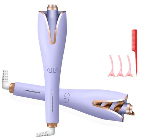 Anluomafuy Piastra Arricciacapelli Professionale in Ceramica - Con 3 Accessori per Styling e Pettine, Per Ricci e Onde Grandi, Temperatura Regolabile 160-220°C, Styling Duraturo Senza Danni (Viola)