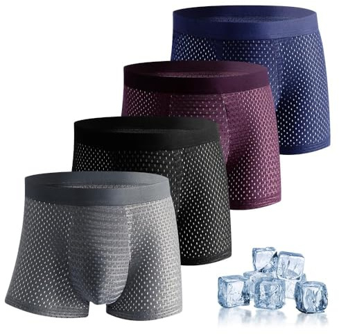 JClorix Boxer Uomo in bambù – Confezione da 4 Pezzi Underwear Traspirante & Eco-Sostenibile, Ultra-Morbido, Taglie da L a 4XL