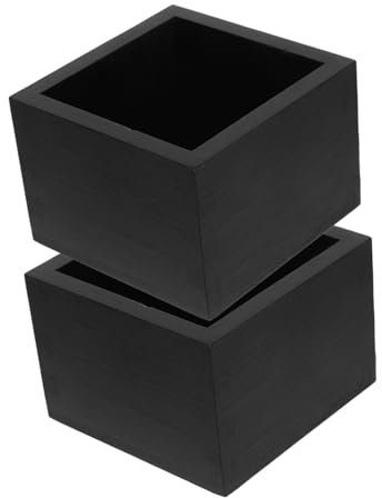 Amosfun Caja De Madera para Copa De Sake Japonesa, 2 Piezas Pequeñas Acabado Negro, Contenedor Reutilizable y Práctico para Almacenamiento y Transporte, Adecuado para Obsequio y Uso Sushi Bar