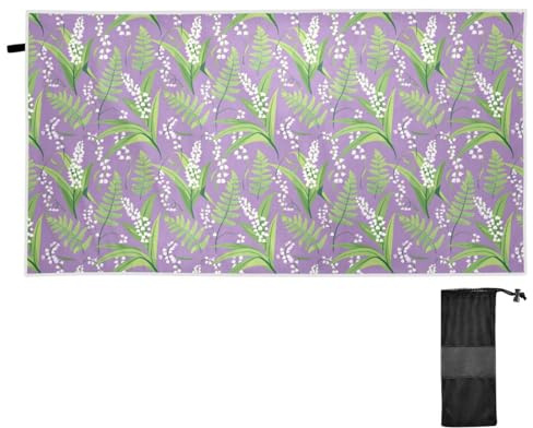 SyXIOP White Campanula Flowers Beach Towel 31 x 70 Soft & Absorbent Extra Large Beach Towels Adult Sand Repellent Anti Essentials Accessories