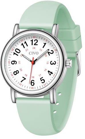 CIVO Uhr Damen Silikon Analog: Armbanduhr Herren Leicht Lesbare mit Zahlen - Damenuhren Studenten Wasserdicht Quartz 12/24 Stunden mit Sekundenzeiger