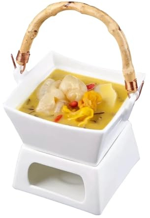 WJLYDM Pot carré chauffant et de conservation la chaleur en céramique, soupe aux ailerons requin, vaisselle spéciale for Restaurant, bol chaud