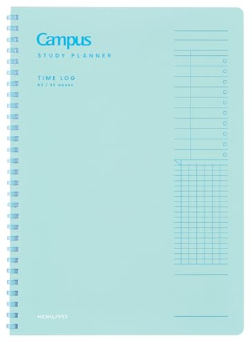 KOKUYO Study Planner Notebook, 10'' x 7'' Time Log B5 Soft Ring Notebooks, 41 To Do Plan Sheets, Green Spiral Notebook, Time Management. Japan Import (SU-SY111TL-G)